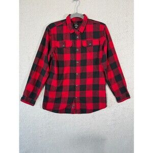 Burnside Boys XL 18-20 Flannel Shirt Red Black Buffalo Plaid Long Sleeve Button